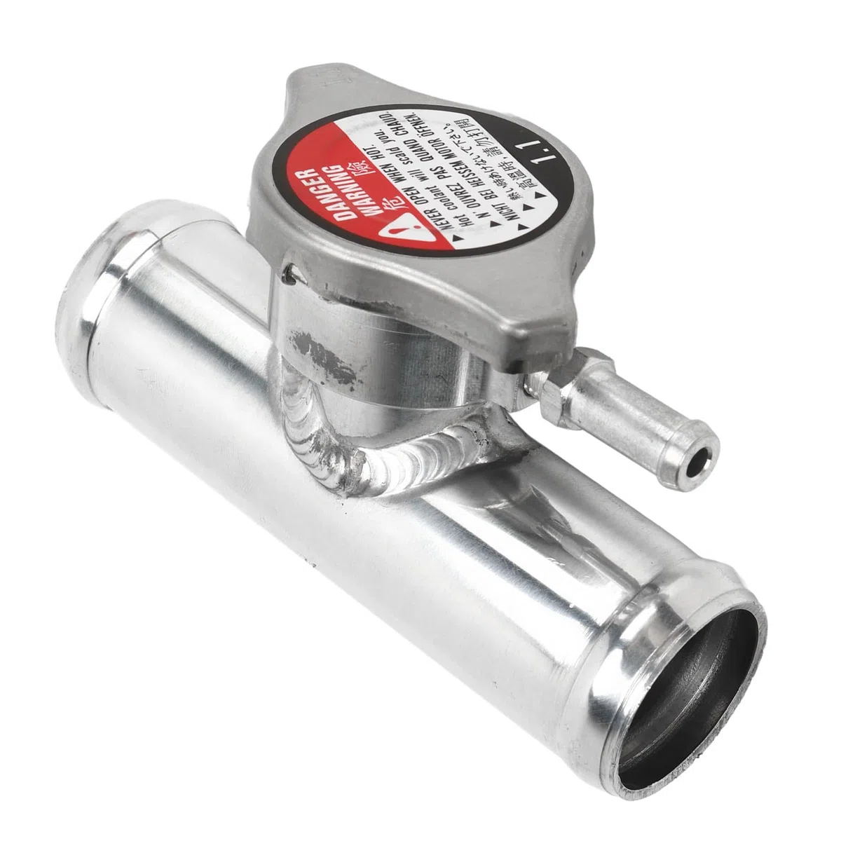 Dioche Kühlereinfüllstutzen, Inline Kühlerschlauch Einfüllstutzen mit 16 PSI Verschluss, 32MM (1-1/4 Zoll) Außendurchmesser, Polierte Oberfläche aus T6061 Aluminium für Pkw