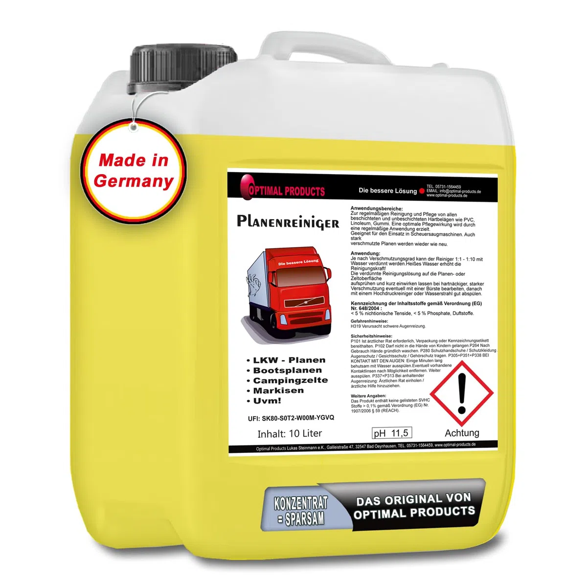 Planenreiniger LKW - Planen Bootsplanen Campingzelte Markisen Uvm! Konzentrat 10 Liter