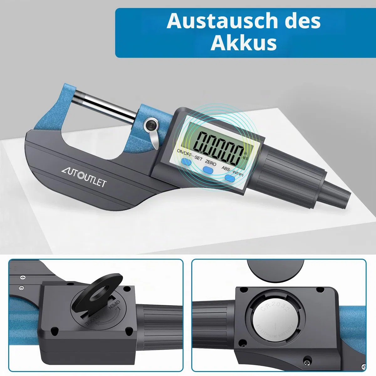 AUTOUTLET Micrometer Digitale Bügelmessschraube 0-25mm/ 0.001mm, Hohe Präzision LCD Digitale Mikrometer Mikrometerschieber Länge Messwerkzeug Mikrometer 0.001mm(0.00005")