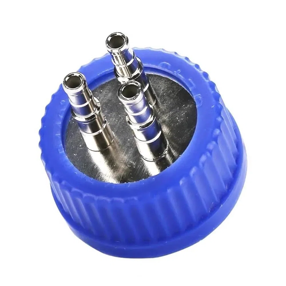 Laborglaswaren Nachfüllflaschenverschluss GL45 1-4 Löcher Edelstahl-Nachfüllflasche mit offenem Deckel, Schraubverschlüsse(3hole(Large))