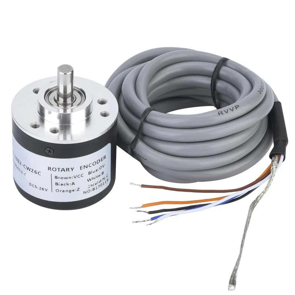 1000P/R Drehgeber, 300P/R to 2500P/R Inkremental-Drehgebermodul DC 5-26V Universal-Drehgeber A,B,Z 3-Phasiger Ausgang, Mit 2M Kabel 6mm D-Welle, Für Intelligente Steuerung Wegmessung (1000P/R)