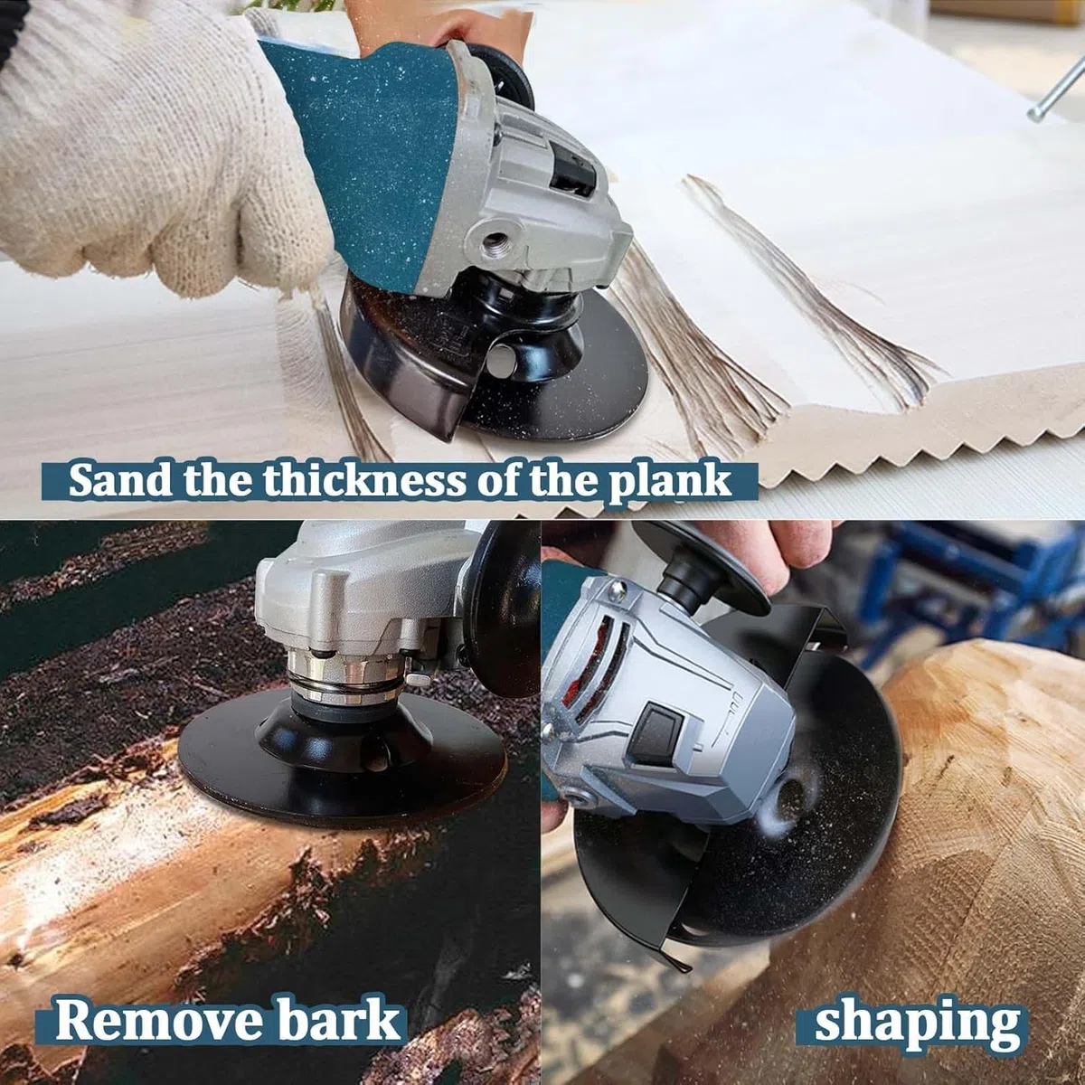 OBA Holz Schleifscheibe für Winkelschleifer 125mm, Holz Schleifen, Baumstumpf Entfernen, Frässcheibe zum Formen Schleifen Schnitzen 3 Stück