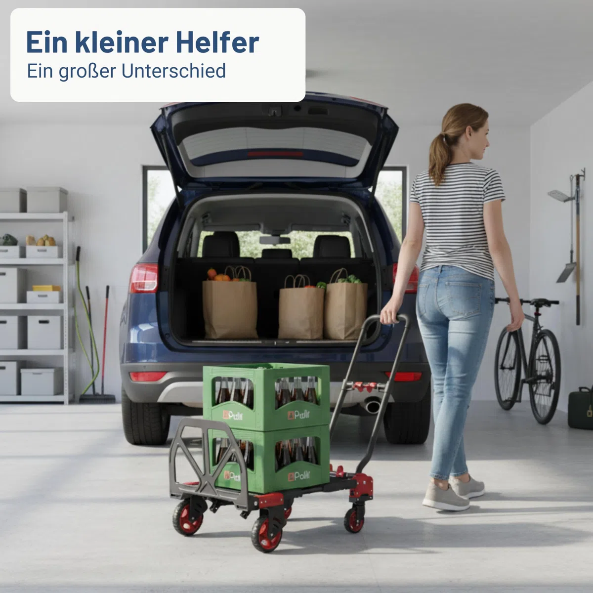 Pallit Sackkarre klappbar 150 kg - 2-in-1 Transportwagen & Plattformwagen, Robuster Stahlrahmen, Transportkarre für Umzug, Lager & Werkstatt