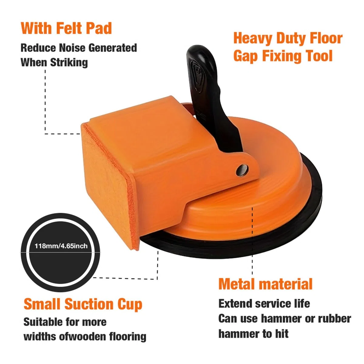 Werkzeug for Fixieren von Bodenlücken, auffallendes Vakuum-Saug-Reparaturset for Dielenlücken, verstellbare Reparaturwerkzeuge for Laminatböden, Schnellverriegelung(Orange)