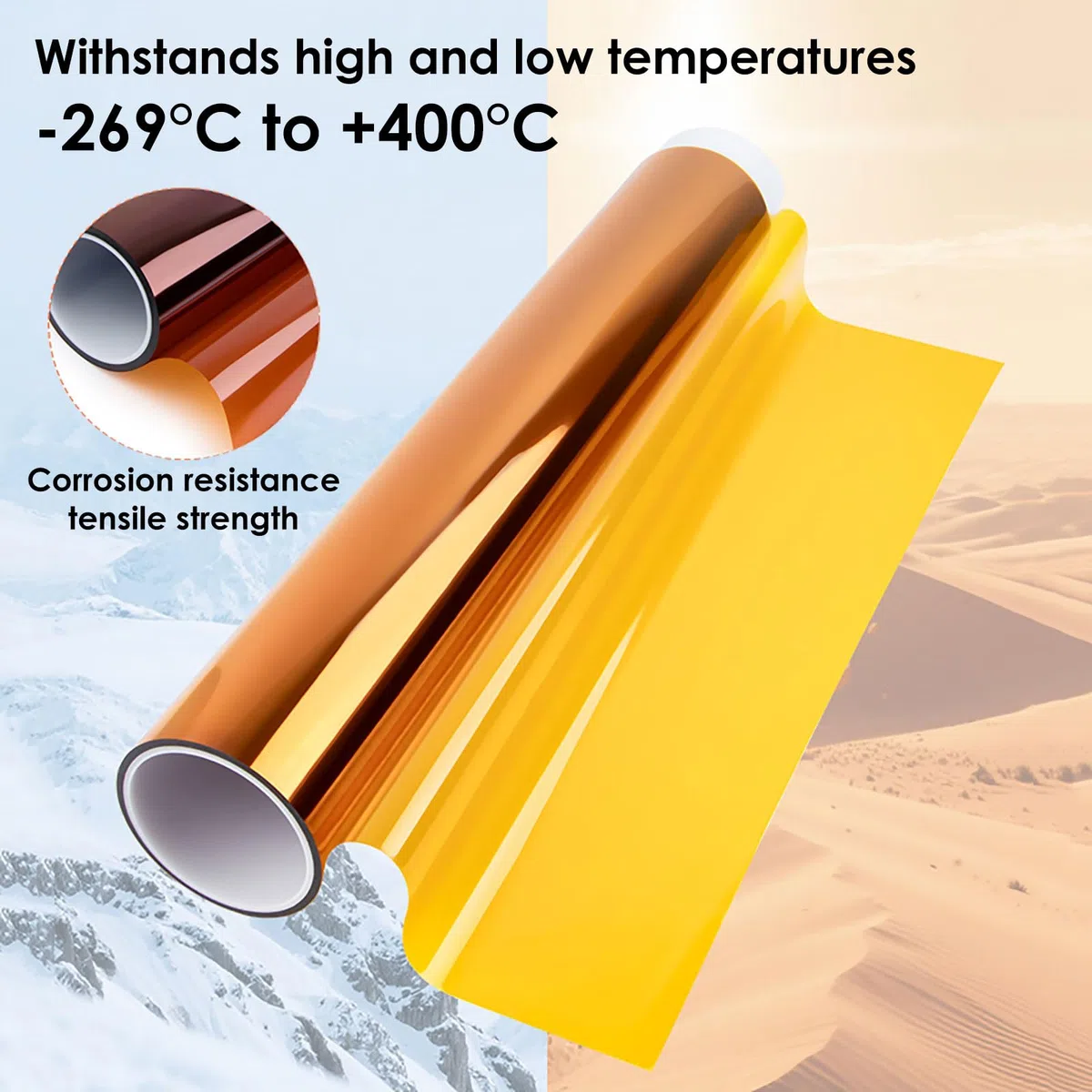 Polyimid PI Folie 0,2–1mm, 500/520mm Breite, Hochtemperatur- und Elektrisch Isolierende Hitzeresistente Kapton Folie für Elektronik, Motoren und Industrieanwendungen,0.2x520mm