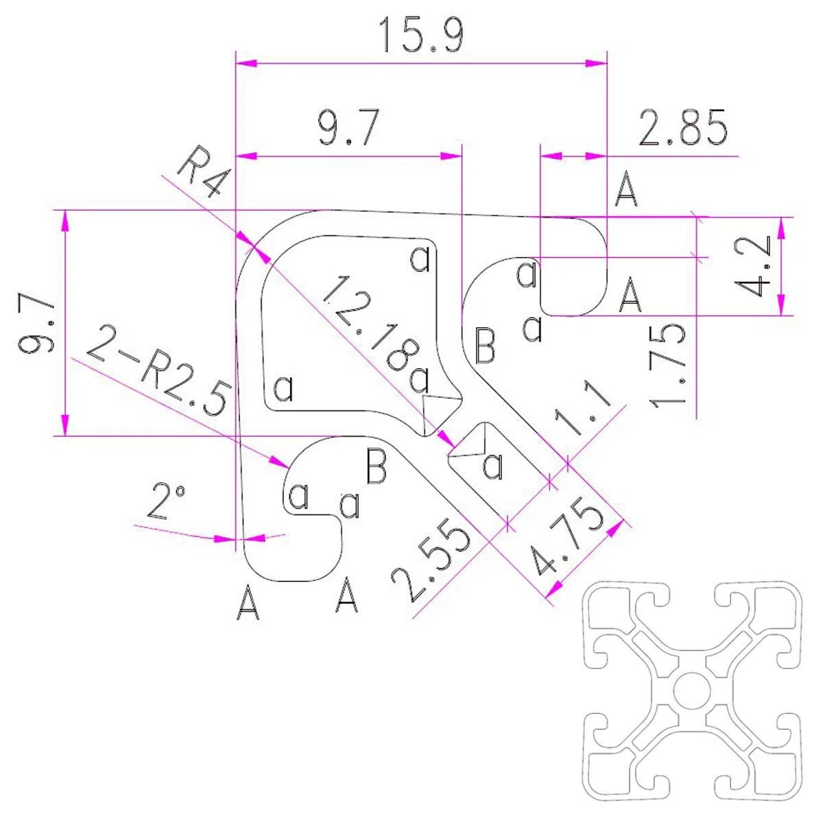 SCHMIDT systemprofile 6 Stück 2000mm Aluminium-Profil 40x40mm Nut 8 Strebenprofil Anthrazit 4040 Aluprofil Konstruktionsprofil 2m