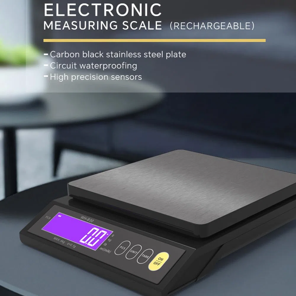 Garosa Tragbare Digitale Küchenwaage mit Lila Hintergrundbeleuchtung, LCD-Display, Genaue Zählung und Einheitenumrechnung für das Heimküchenlabor (10kg 0,1g)