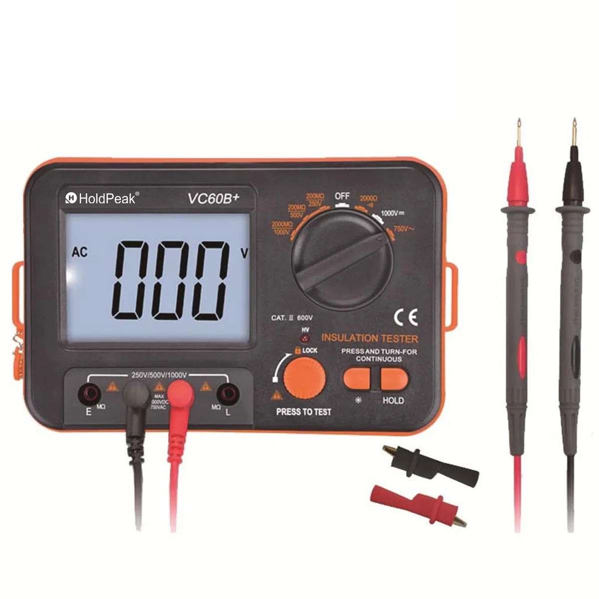 Isolationsmesser Isolationsmessgerät Digitaler Isolationswiderstandstester, Isolationsmesser 1999 Counts LCD Display 250/500/1000V Spannung, MegOhmmeter AC/DC Voltmeter, Isolationswiderstand 2000MΩ
