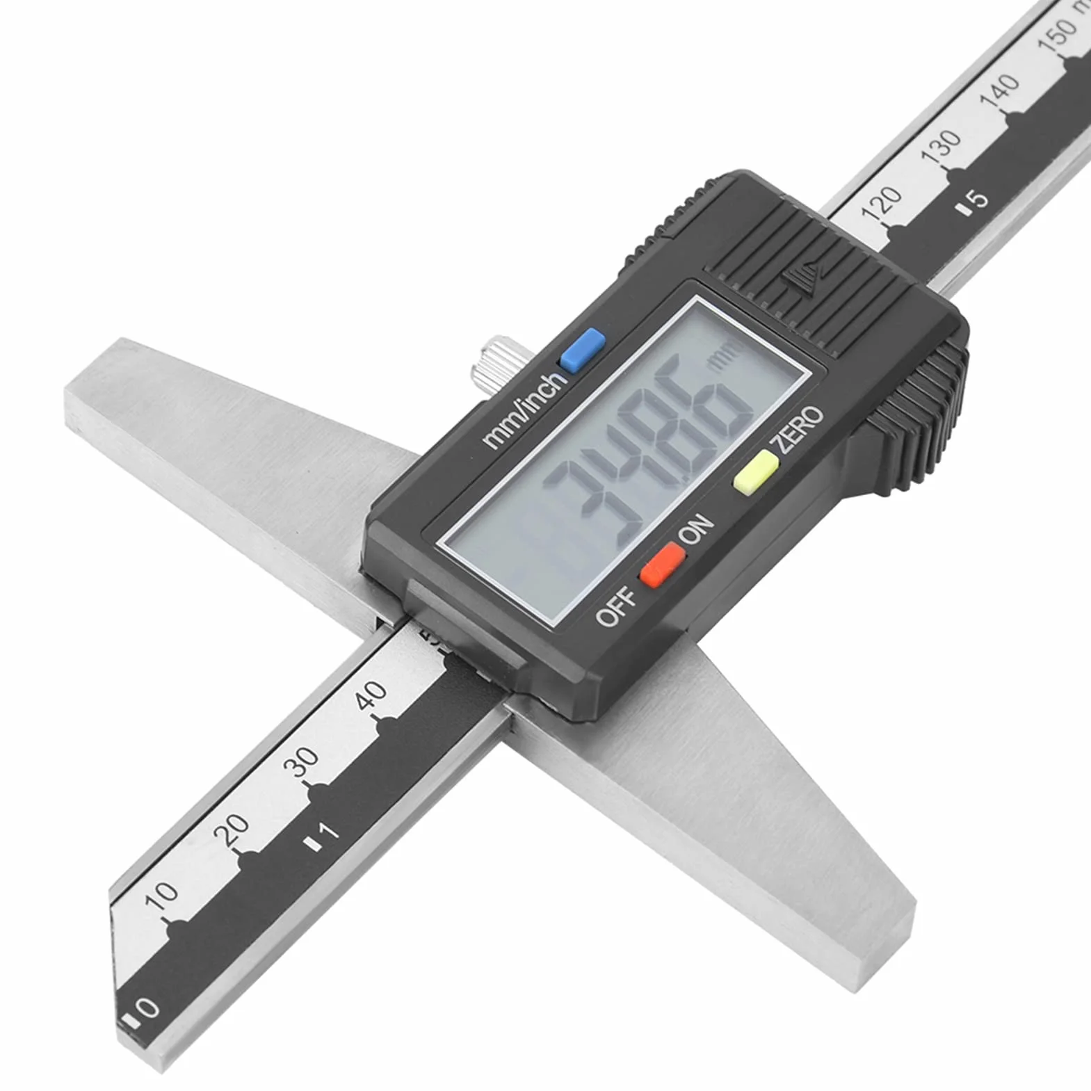 Elektronisches LCD Display Tiefenmesser Digitaler Tiefenmessschieber, Edelstahl Tiefenmessschieber Messwerkzeug, 0–150 Mm, 0,01 Mm, Unterstützt Metrische Zoll-Umrechnung