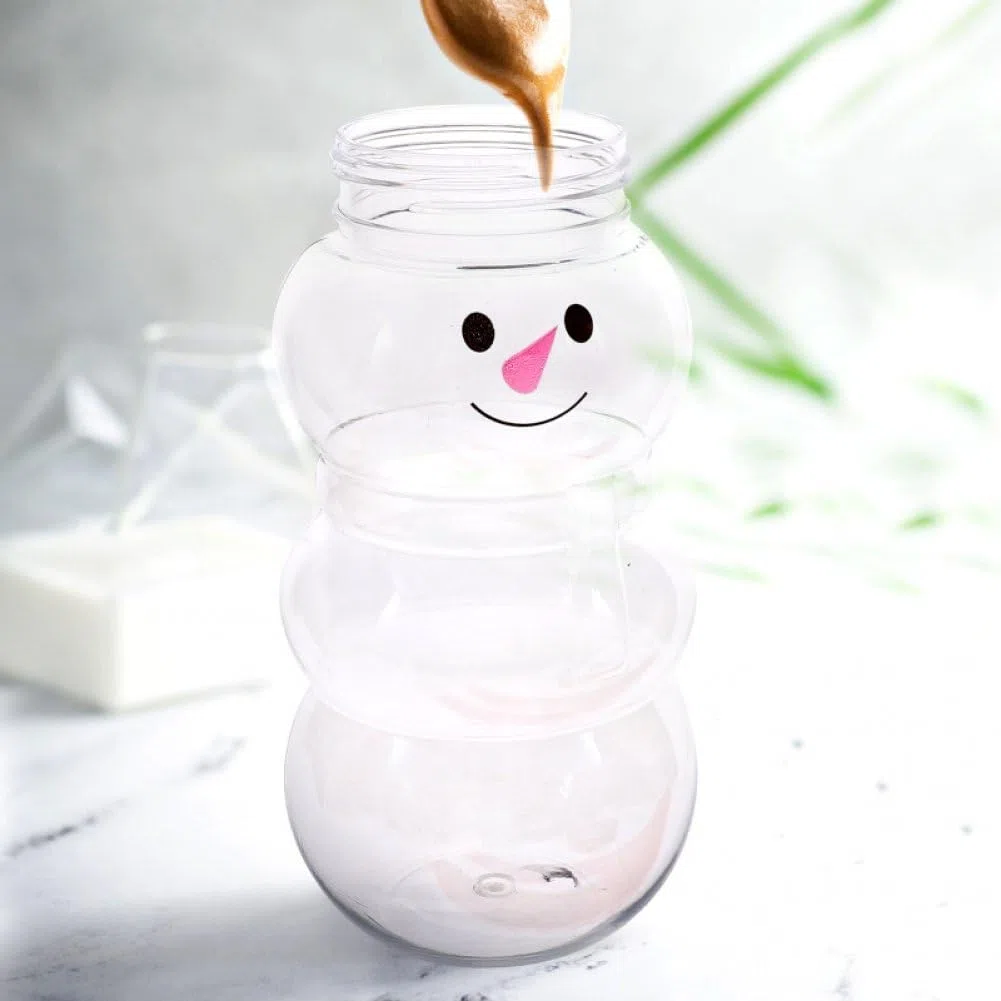 10 Sets Weihnachtliche Milchflaschen in Schneemannform Deckel, Weihnachtssüßigkeitsflaschen Schal, Weihnachtliche Leere Getränkeflaschen Für Getränke