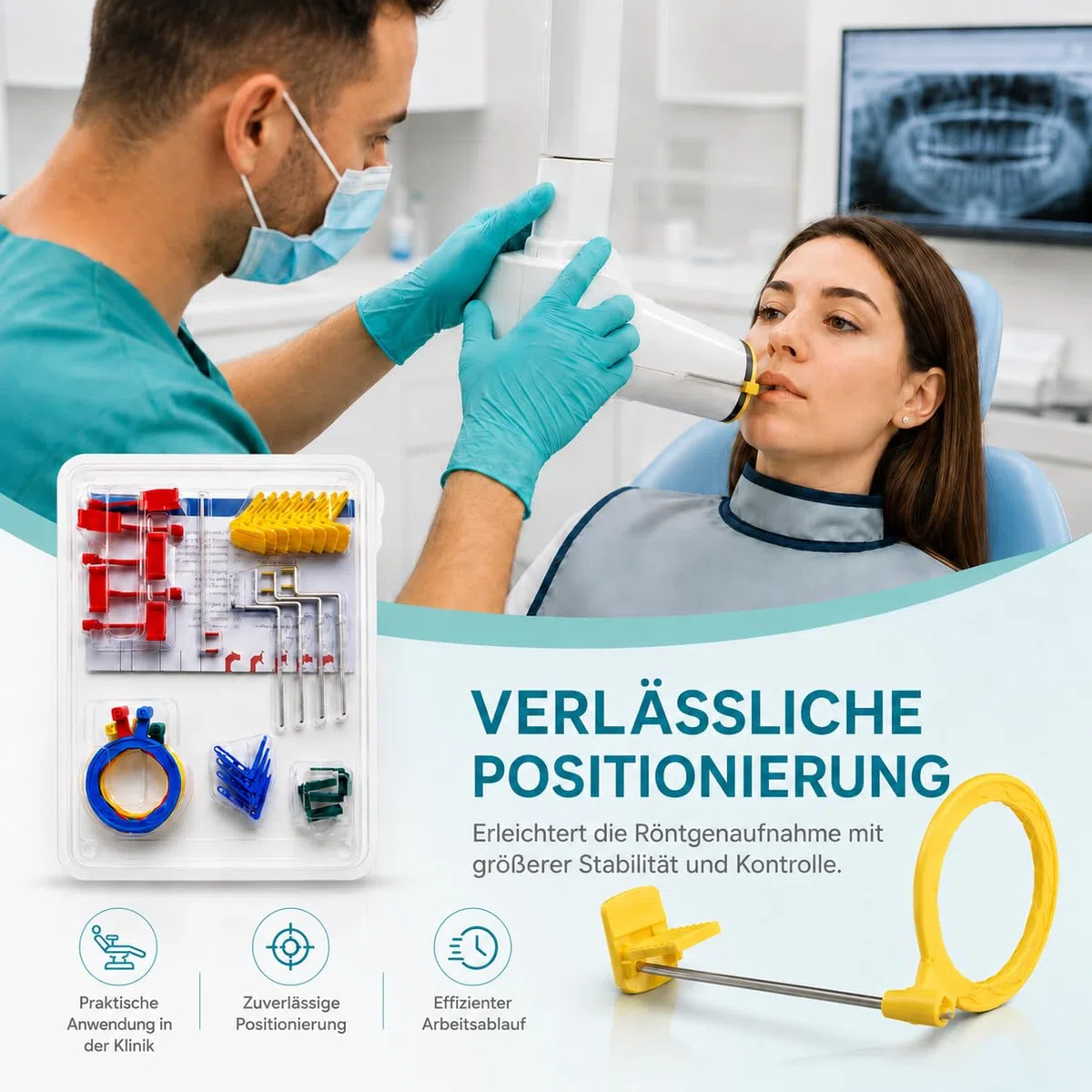 Komplettes Dental-Röntgen Positionier System FPS 3000 XCP Intraoraler Typ, Parallele Röntgenringe - Intraorale Positionierer - Zahnmedizinisches Material - Dental-Röntgenpositionierer.