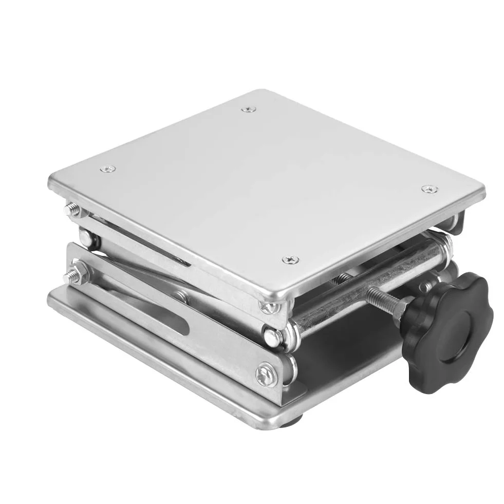 Edelstahl Labor Heben Plattform Stand Scheren Gestell 150 * 150 * 250mm, Einstellbare Höhe, Stabile Hebe Leistung, für Physik Chemie Biologie Experimenten Instrument, Hergestellt