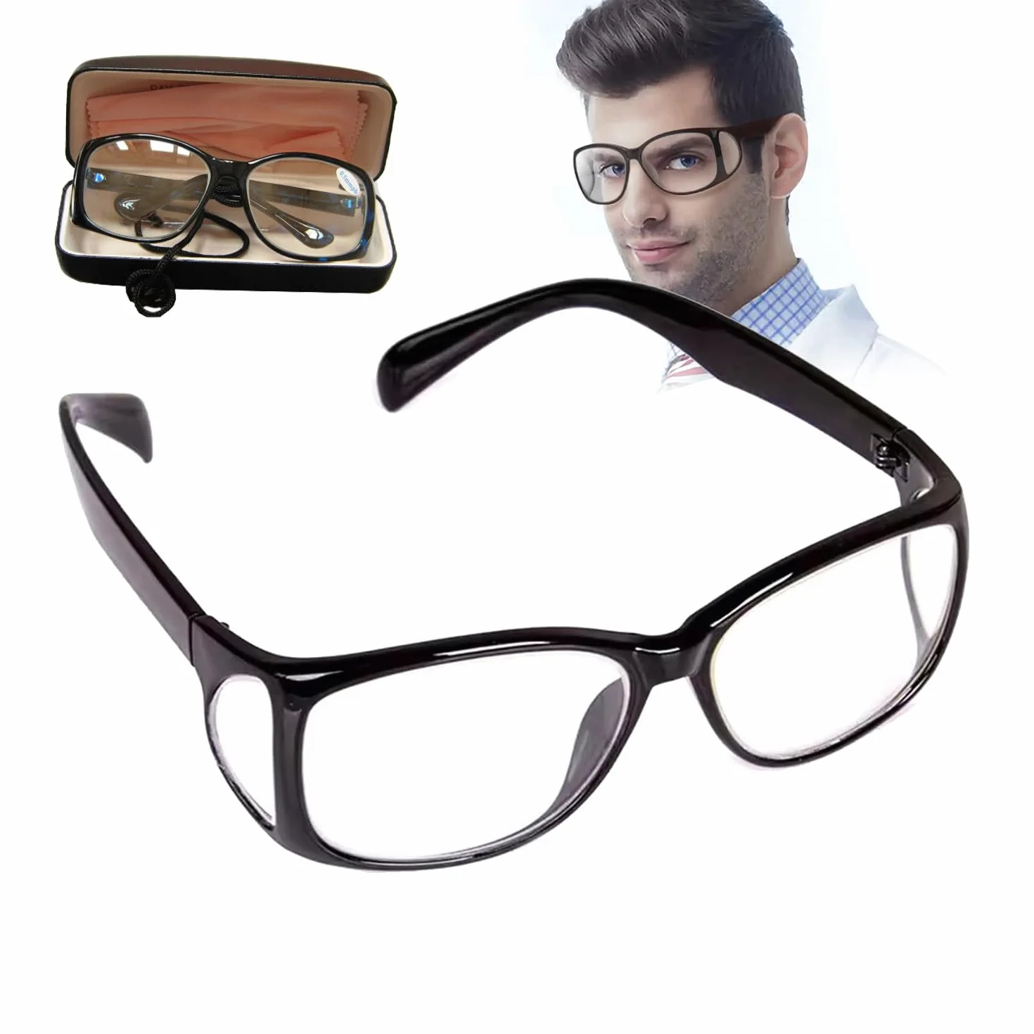 Röntgenschutzbrille, Bleischürze mit Seitenschutz, 0,5/0,75 mmPb, Hochlichtdurchlässige Linsen, Schwarz
