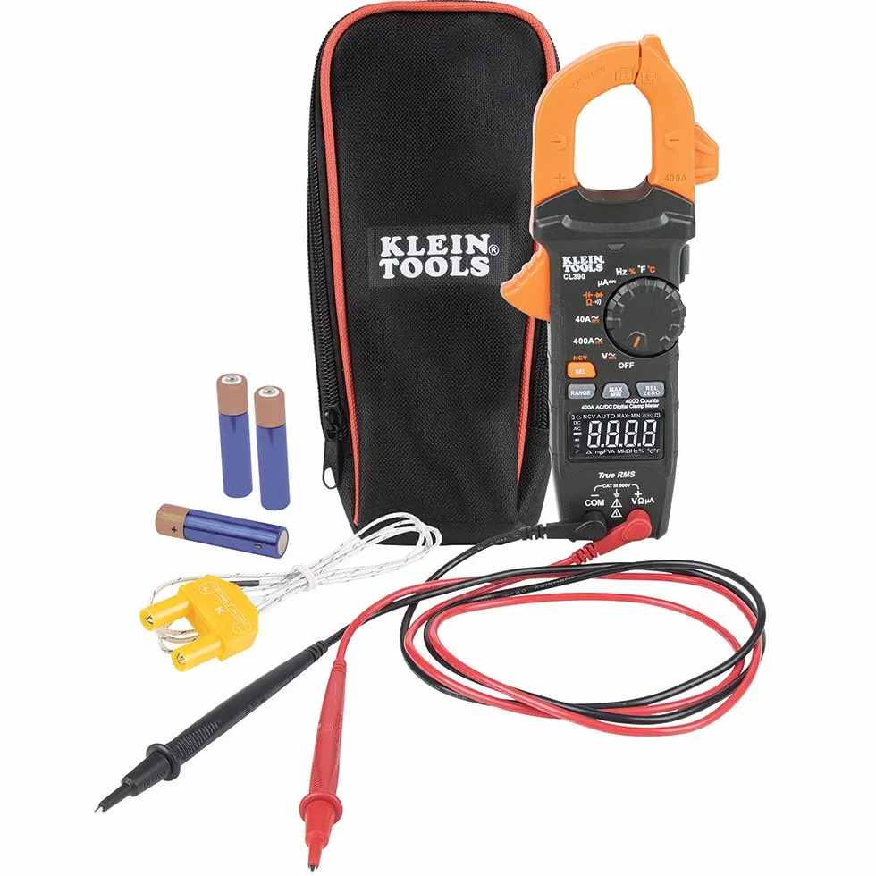 Klein Tools CL390 | Digitales AC/DC-Zangenmessgerät 400 A mit Auto-Range, True RMS & NCV-Spannungstest | Misst Spannung Strom Widerstand Durchgang | Hintergrundbeleuchtetes Display | CAT III 600 V