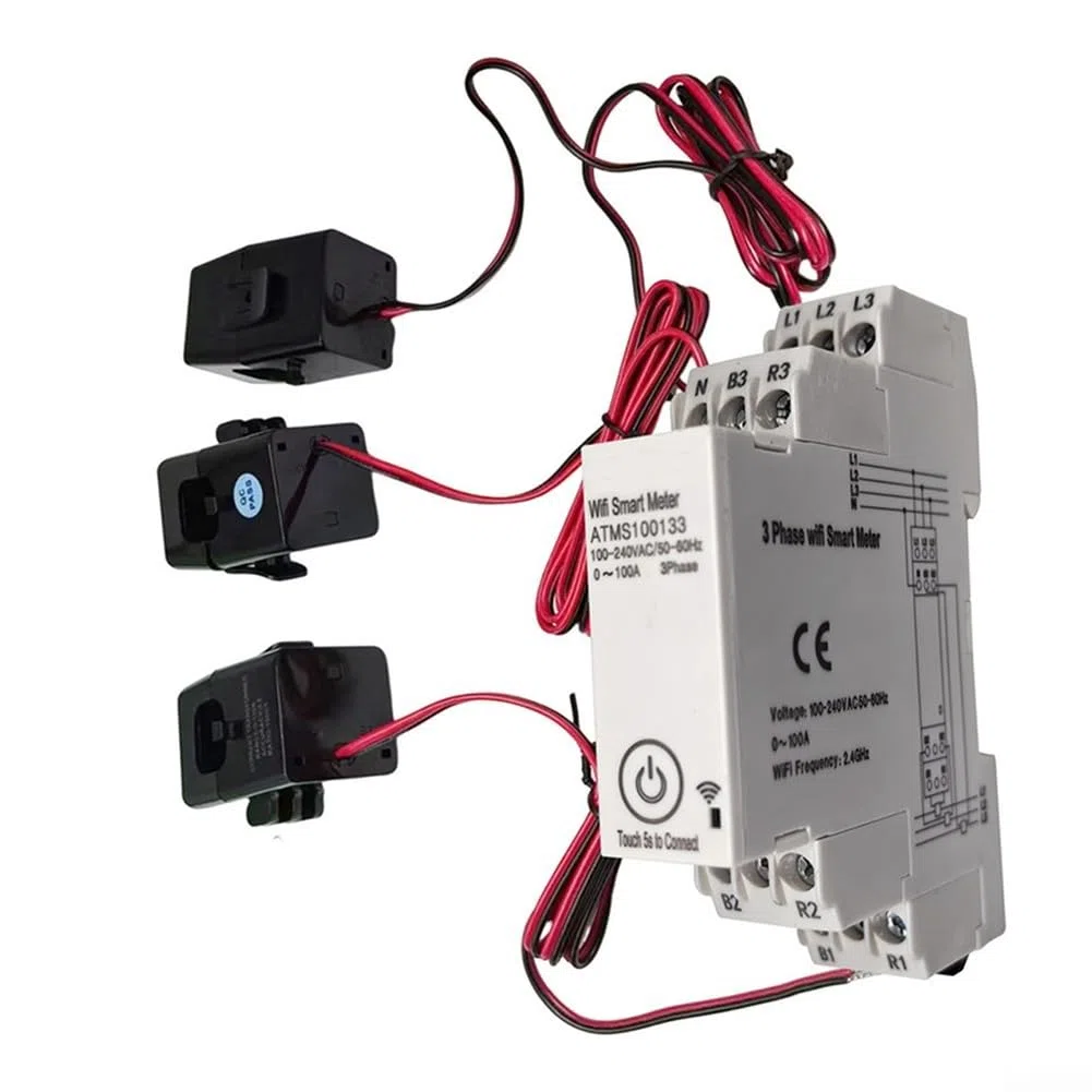3-Phasen-WIFI-Smart-Messgerät, für Tuya WIFI 3-Phasen-Smart-Energiezähler Leistungsmonitor-mit-Stromwandler, für Haushaltsgeräte/Solar/Netzmessung