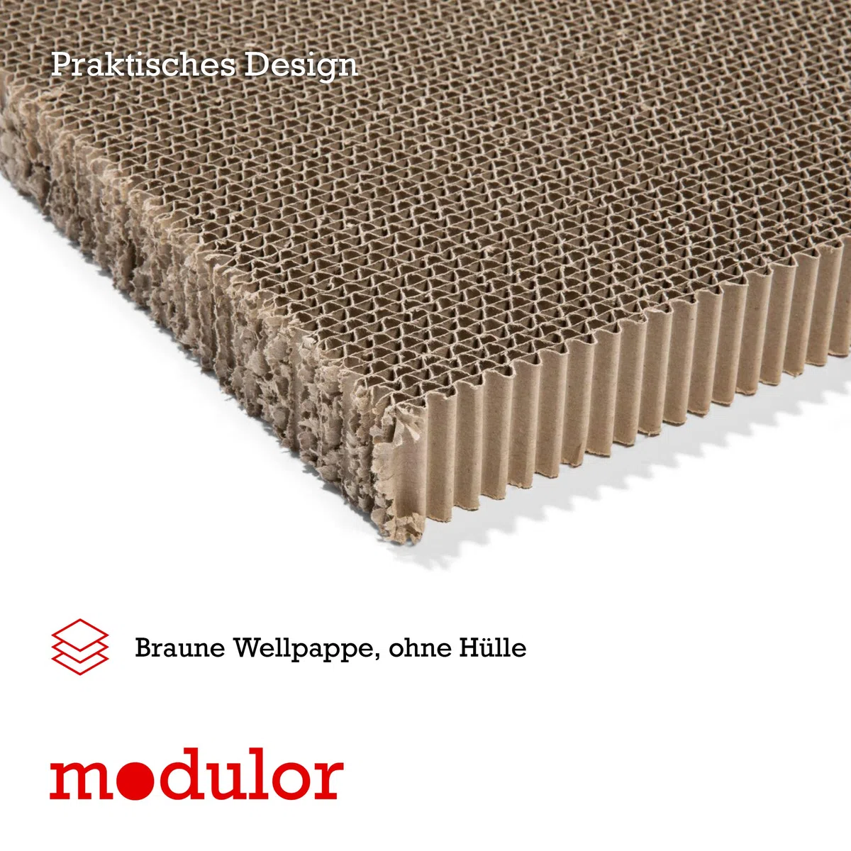 Pappwabenplatte unkaschiert, 4 cm x 75 cm x 100 cm, Wabenplatte mit einem Gewicht von 57 kg/m³, Wellkarton als Füllmaterial oder Wanddekor, braun