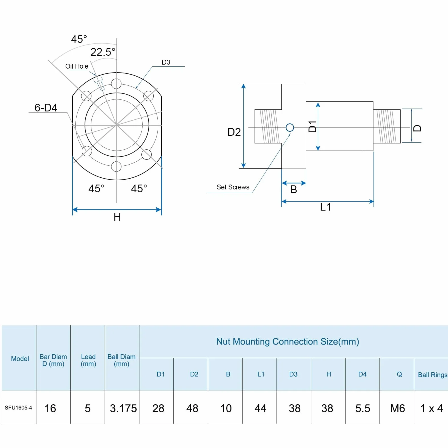 QUARKZMAN Kugelumlaufspindel SFU1605 (Durchmesser 16mm, Steigung 5mm, Länge 600mm) mit Kugelumlaufmutter Anti-Backlash Kugelumlaufspindel-Kit Standard-Endbearbeitung für BK/BF12
