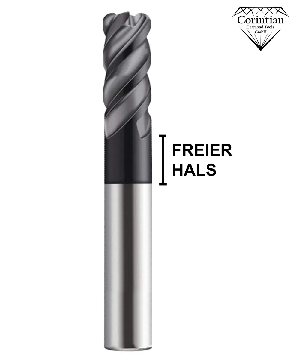 VHM Torusfräser Ecken Radius Schaftfräser 4 Zähne - AlTiN Beschichtung, Ø 3-10mm, Werkzeugbau und Formenbau, Umfangfräsen, Kopierfräsen, freier Hals - Ø 10 R0,5
