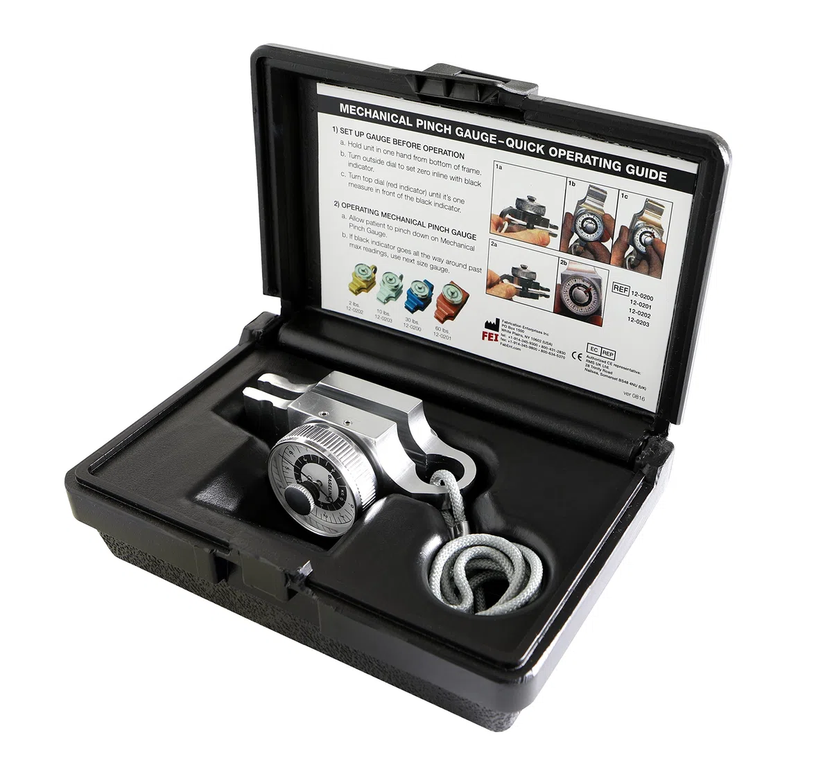Baseline Mechanical Pinch Gauge Silber 4,5 kg Kapazität – Handkraftmessgerät für Spitzen-, Schlüssel- und Palmargriffmessung mit Transportkoffer