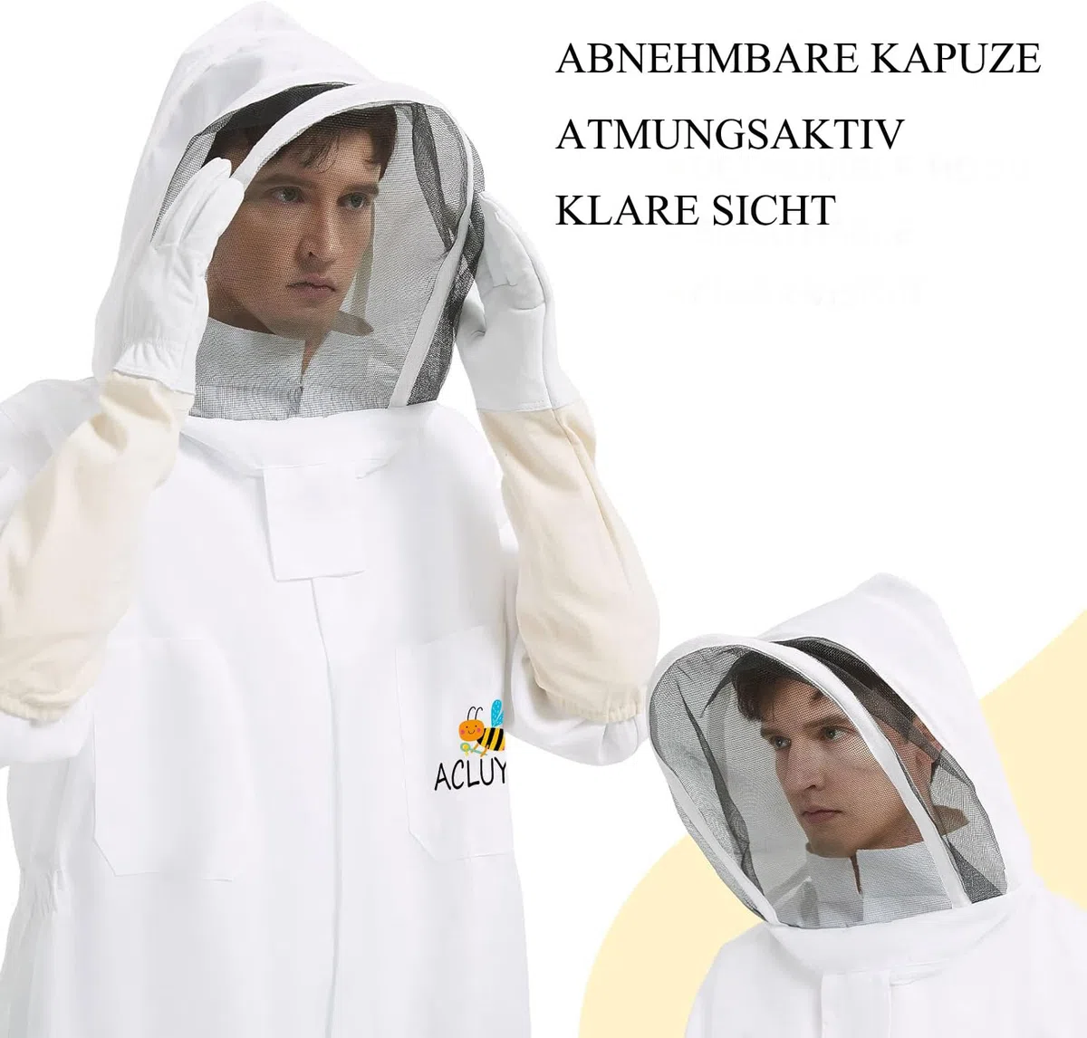 Bienenanzug für Männer und Frauen, stichfest, Imkeranzug aus Polycotton, Imkerkostüm mit Handschuhen und belüfteter Kapuze, Bienen-Outfit für den Garten und Imkereibedarf(L)