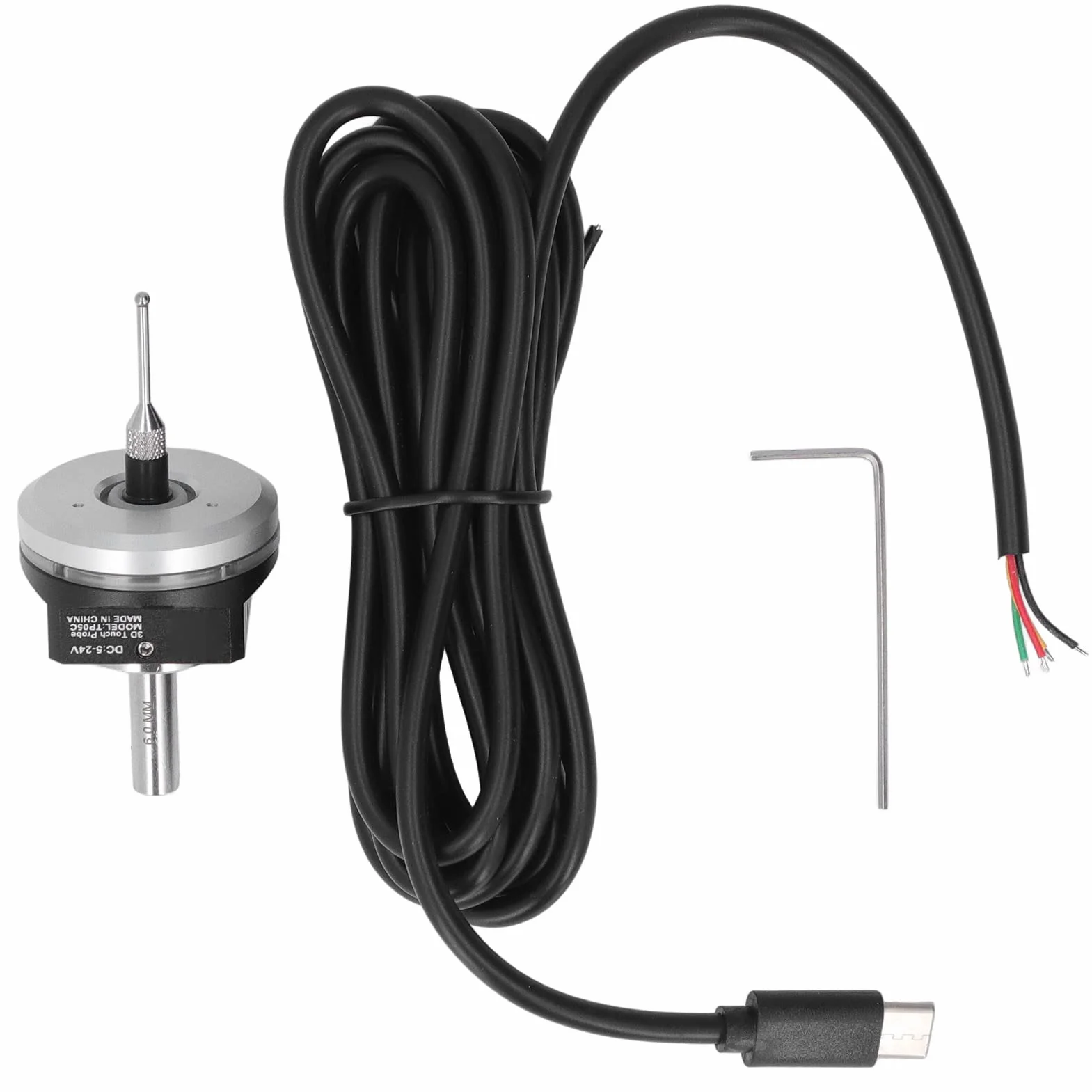 3D Touc Probe Kantentaster, Schraubenschlüssel GRBL-CNC-Geräte 3D-Kantensucher Hochpräziser Elektronischer Kantentaster Locator Wolframstahlkugel 3D-Sensor-Kit für CNC-Ausrüstung