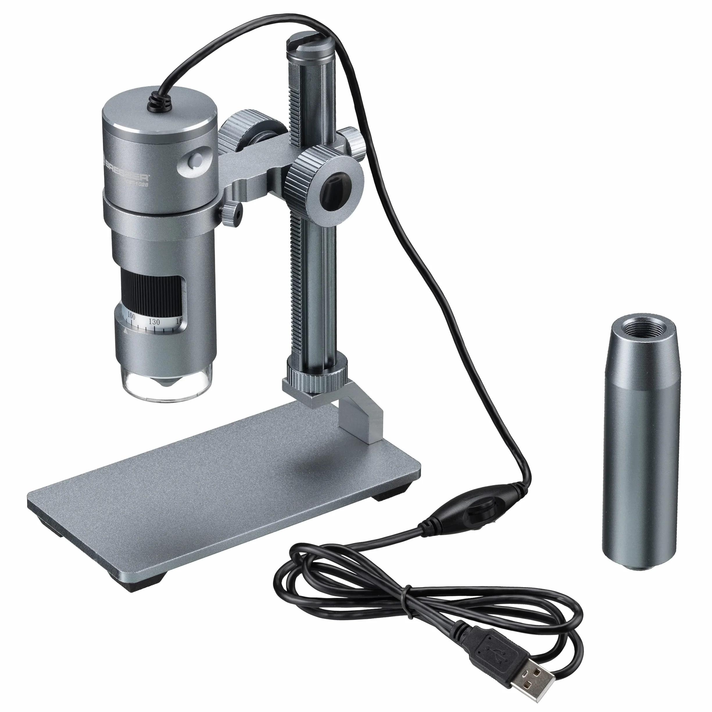 Bresser Digitales Mikroskop mit LED Ringlicht, Auflichtmikroskop DST-1028 mit USB Anschluss für PCS, 5,1MP