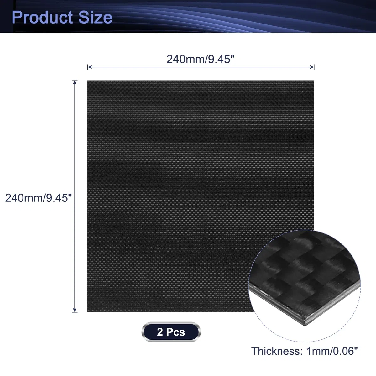 QUARKZMAN 2 Stück 3K Carbon Fiber Platten, 240 x 240 x 1,5 mm Carbon Fiber Board Plate Flexibel für RC Flugzeug, Modellauto, Auto Teile (Einfarbig Hell)