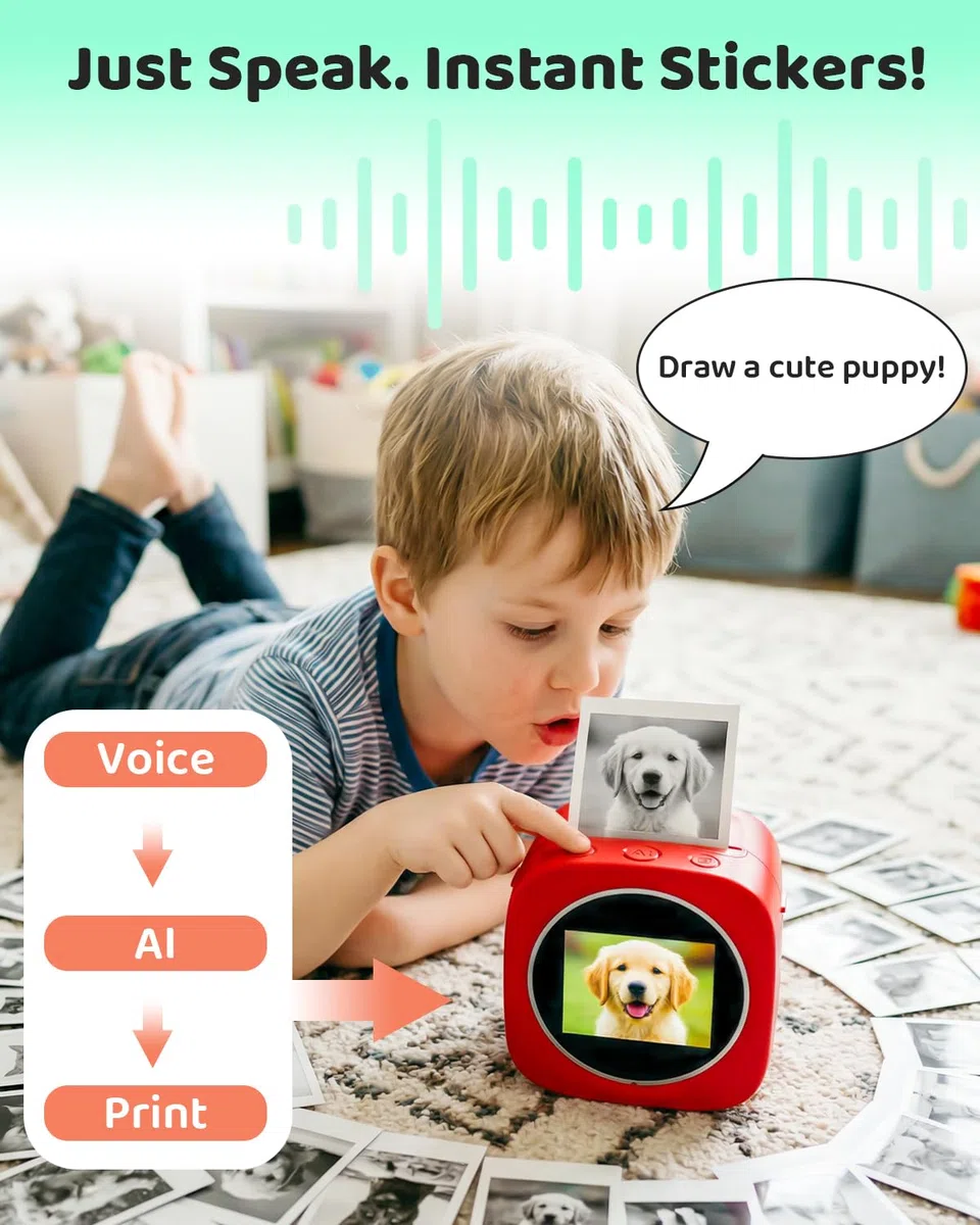 AI Voice Box Drucker KI Zeichnungs Spracherkennungsdrucker Stimmdrucker mit Sprachsteuerung für Kinder Kreatives Doodle Drucken