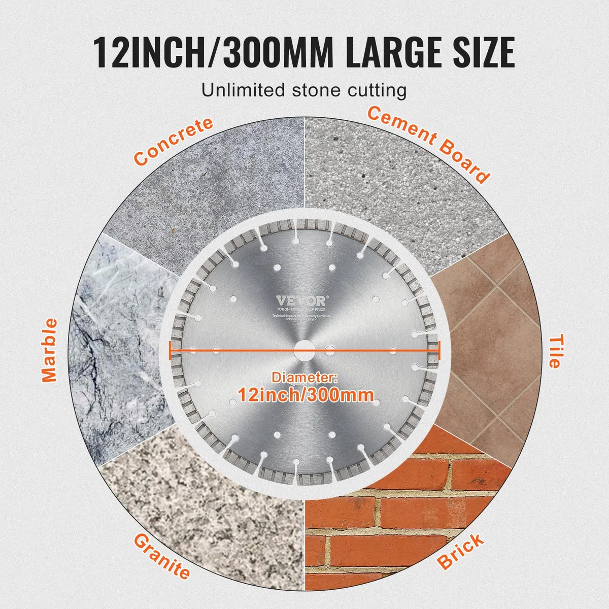 VEVOR Diamantsägeblatt, 12 Zoll/300 mm Betonsägeblatt für Nass- oder Trockenarbeiten, 0,47 Zoll/12 mm gewellte Zähne, Diamantsegmentsägeblatt, universeller Mittellochdurchmesser 1 Zoll/25,4 mm