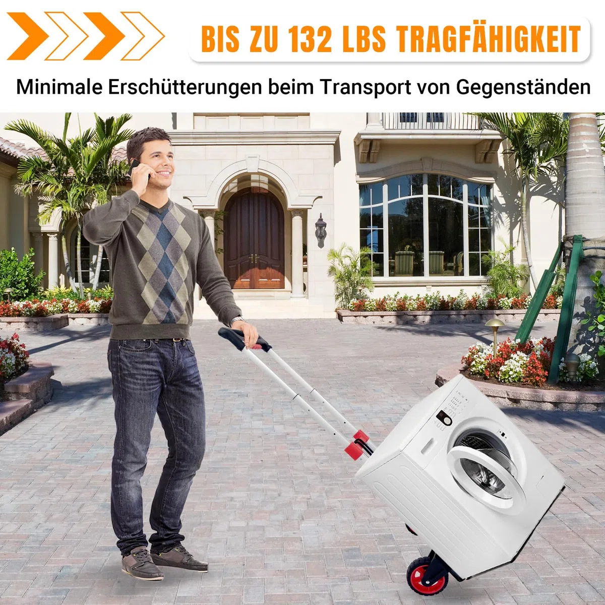 SST Tragbarer Aluminium-Klappkofferwagen, 60 kg Tragkraft, Einkaufswagen mit Rädern und Griffen, ideal für den Transport und Umzug innerhalb von Wohnungen, Lagerhäusern, Supermärkten und Büros