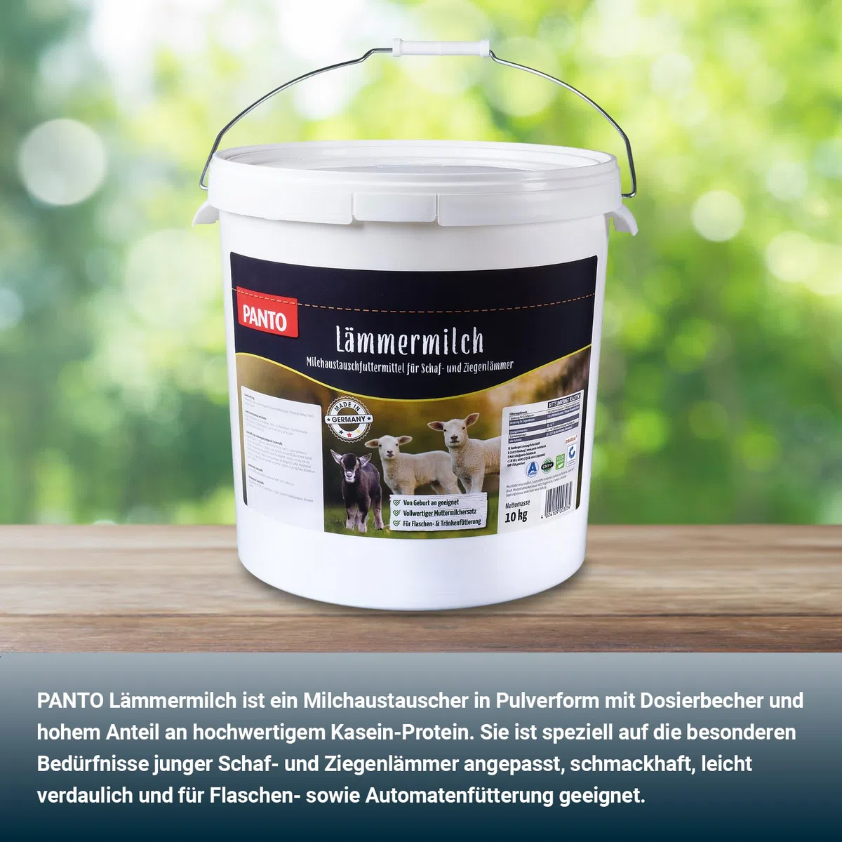 PANTO Lämmermilch Milchersatz 10 kg – Milchaustauscher für Schaflämmer & Ziegenlämmer, vollwertiger Muttermilchersatz in Pulverform mit Kasein, geeignet ab Geburt