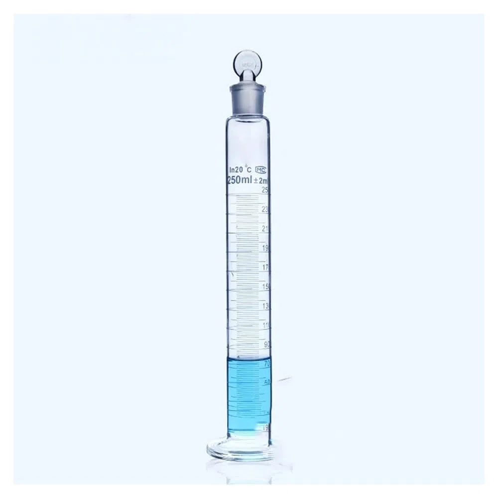 Labor 10ml-1000ml Skalierter Glasmesszylinder mit Deckel Glasflaschen mit Deckel(250ml 1pcs)