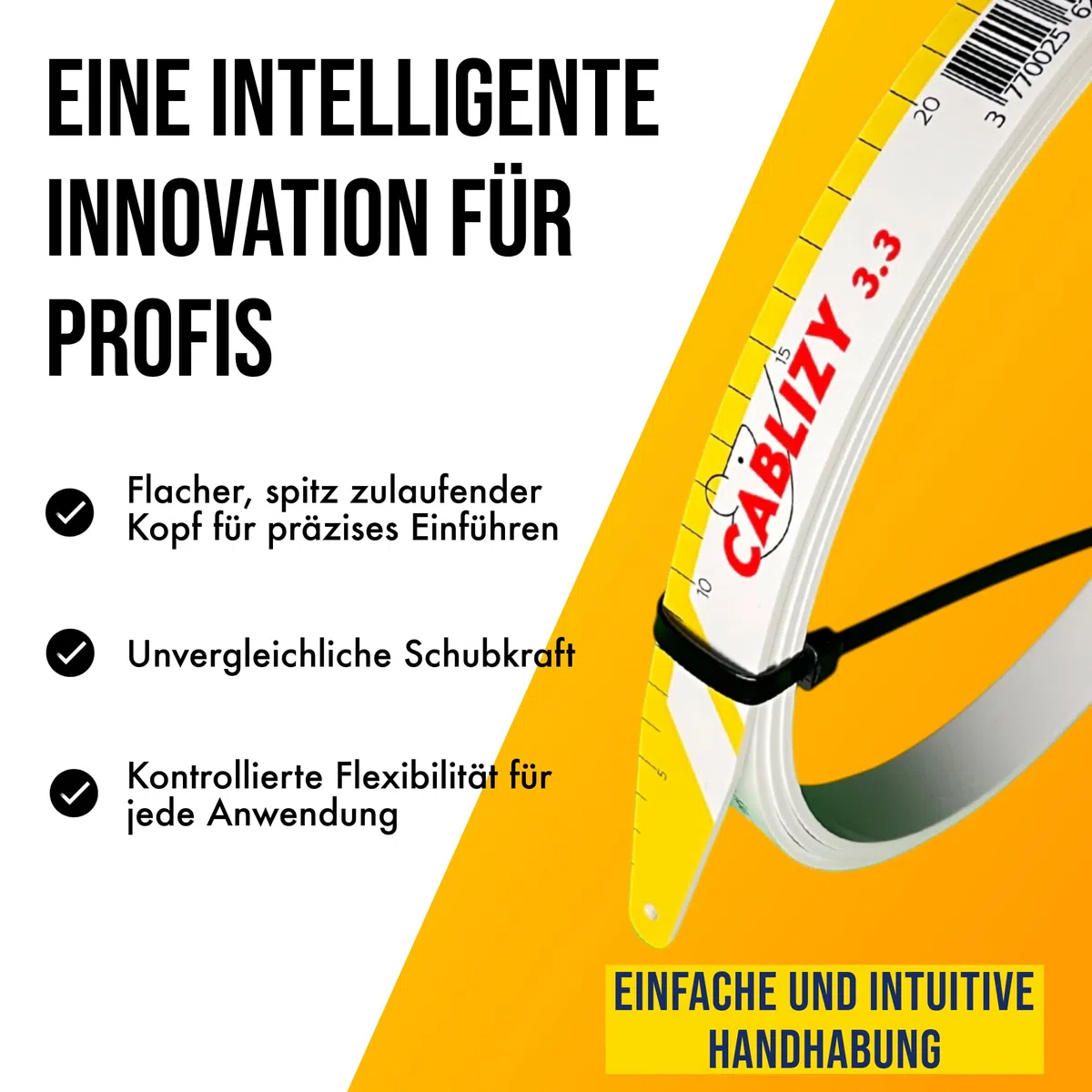 Kabeleinziehhilfe 3m | Flexibles Kabel Einziehband für Elektriker & Handwerker | Werkzeug für Kabeldurchzug in Leerrohren, Decken, Wänden & engen Bereichen