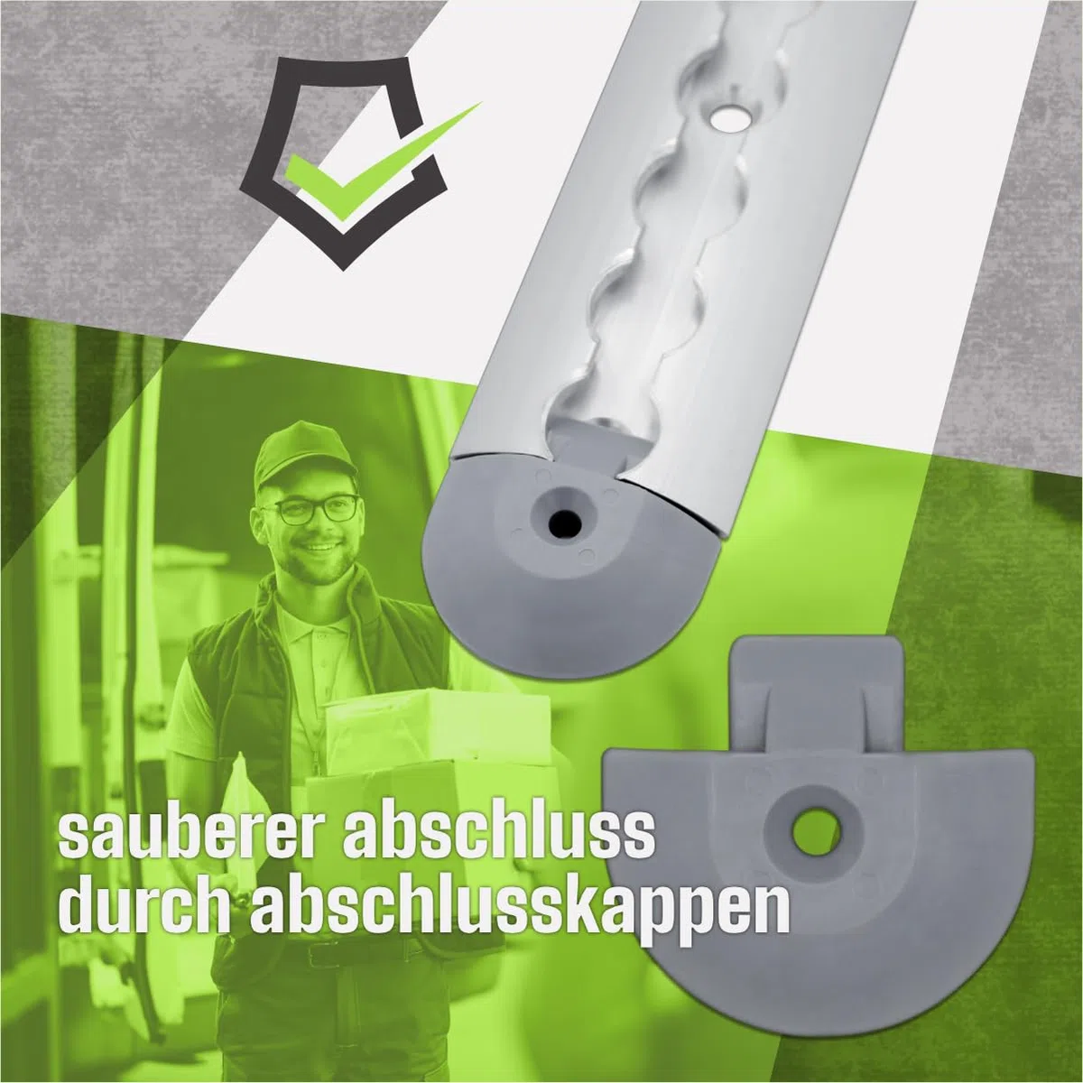 Airlineschiene halbrund Silber eloxiert 2X 2,0 Meter (1975mm) mit 4 Ösen und 4 Endkappen, Alu Zurrschiene robust, hohe Stabilität und Langlebigkeit, Anhänger, PKW, LKW, Camper, Wohnmobil