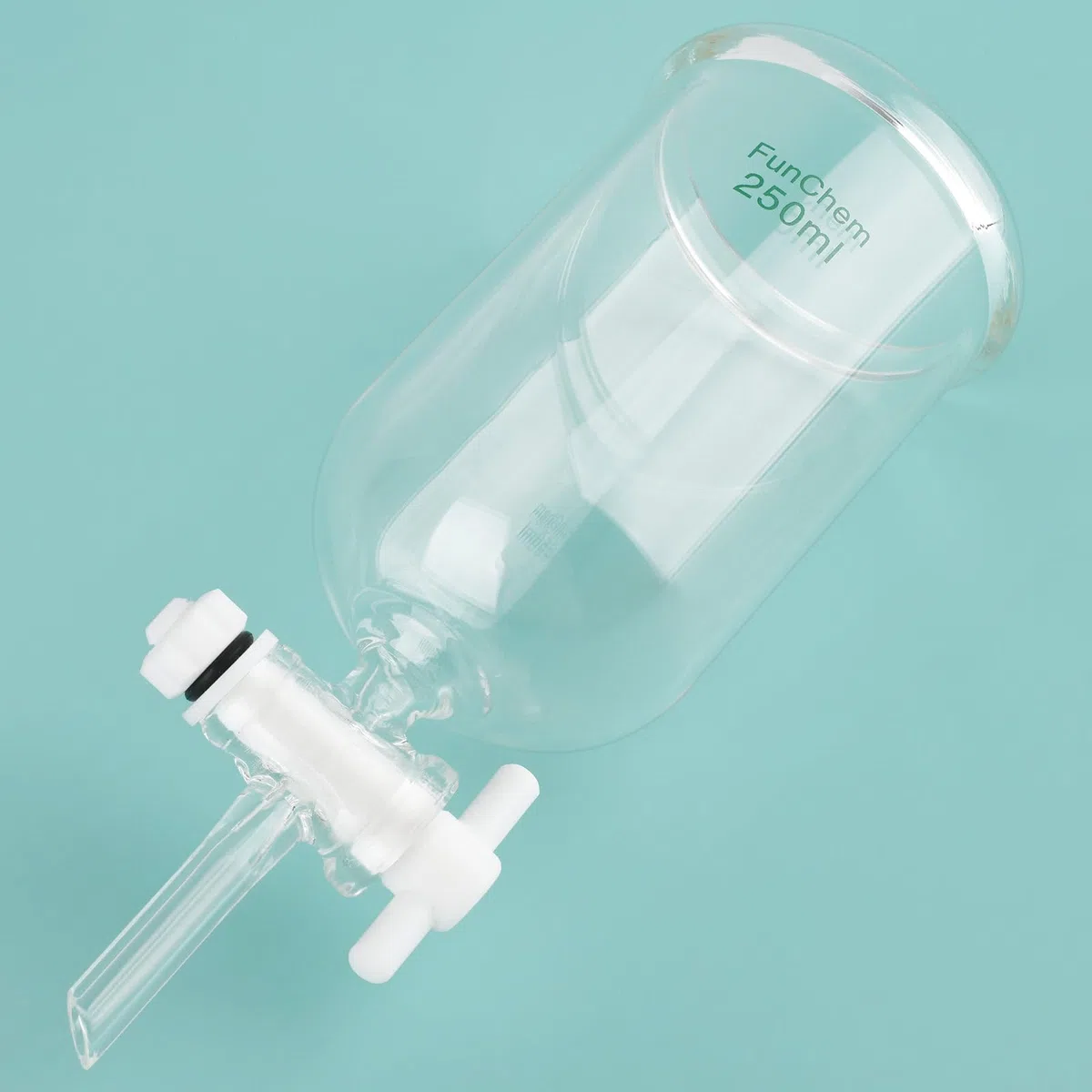 FunChem Tropftrichter mit Ptfe-hahn, 250 ml Borosilikatglas-labortropftrichter für Präzise Und Kontrollierte Flüssigkeitszugabe Bei Laborversuchen