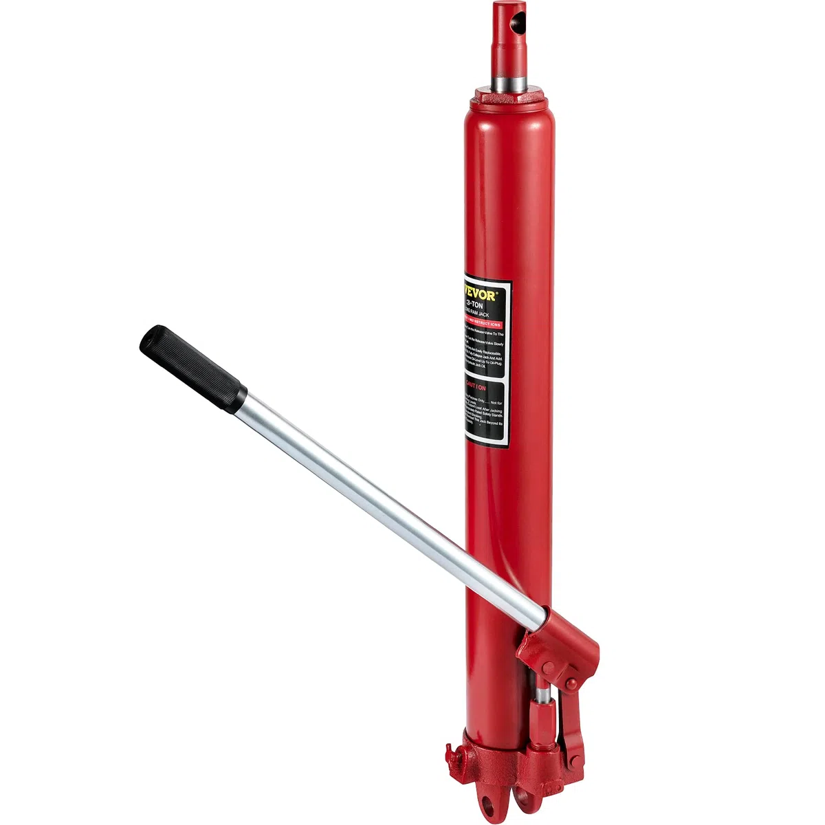 VEVOR Hydraulischer langer Rammenheber, 3 t Kapazität, mit Einzelkolbenpumpe & Gabelkopfsockel, manueller Hubarbeitsbühnenheber mit Griff, für Garagen-/Ladenkräne, Motorhebebühne, rot