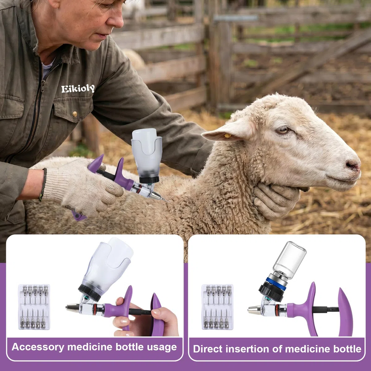 5 MLViehspritze, Automatischer Dauereinspritzer, Rinderspritze, Einstellbare Kontinuierliche Impfstoffspritze, Geflügel- Und for Schweine, Rinder, Schafe, Geflügelchtausrüstung (Purple, 5ML)