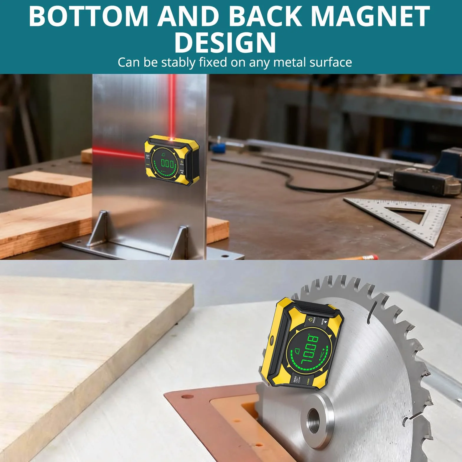 3-in-1 Digitaler Winkelsucher mit Laserwasserwaage, Magnetisch und Wandhalterung, 0-90° & 0-180° Messbereich, Neigungsmesser für Holzarbeiten, Bau, Dekoration