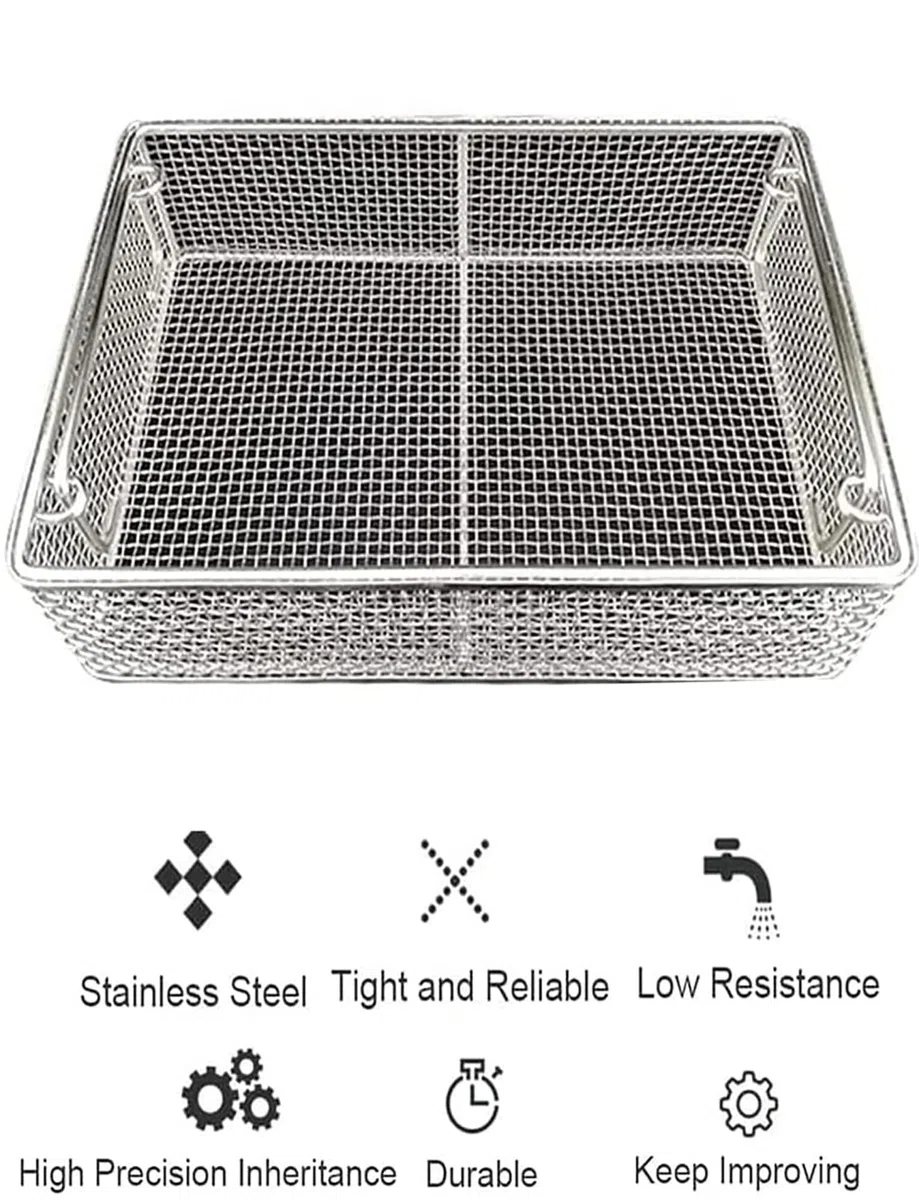 Perforierter Maschenkorb, Sterilisationskorb for chirurgische Instrumente aus Edelstahl 304, medizinisches Operationstablett, 0,16 Zoll Maschenweite geeignet(25x15x7cm/9.84x5.91x2.76in)