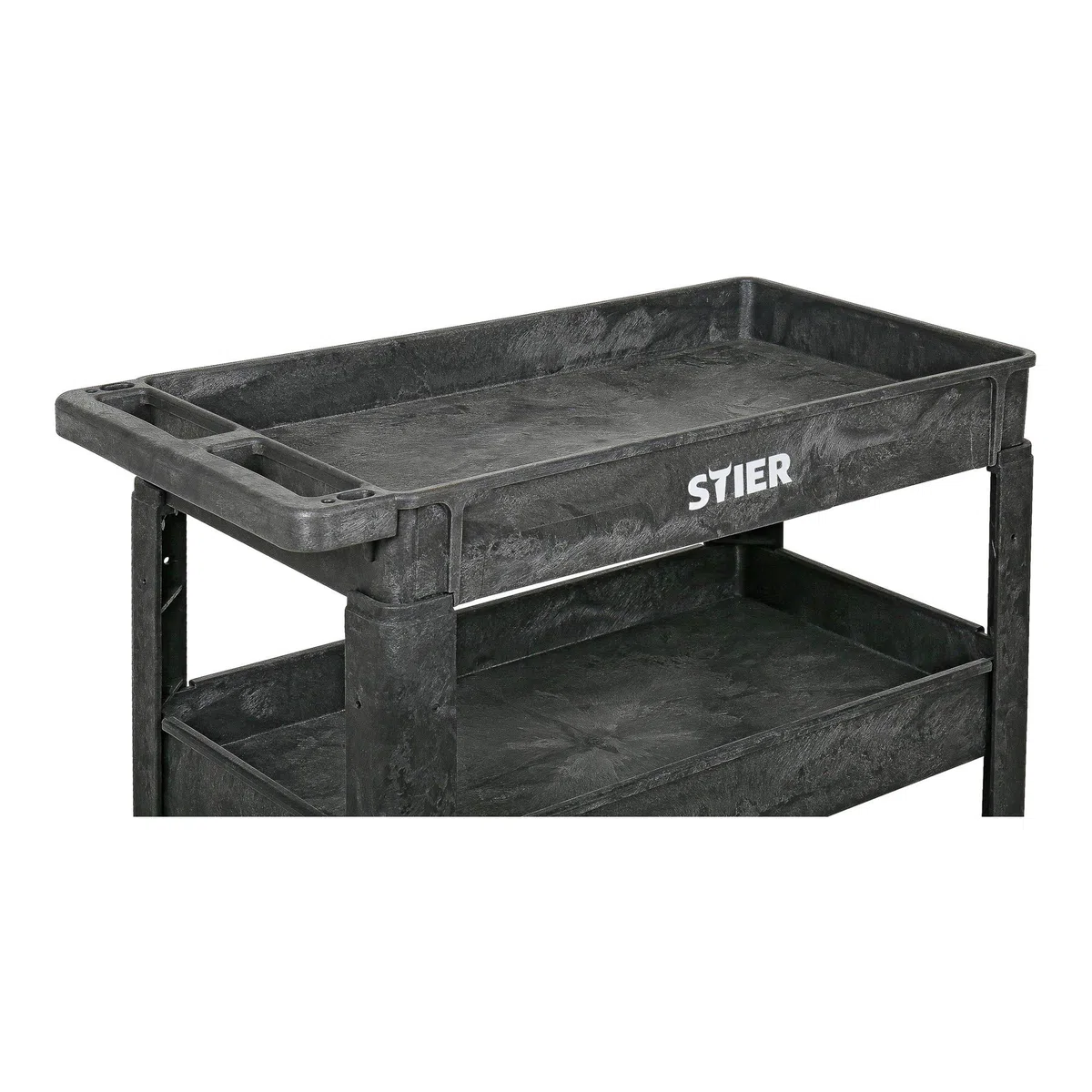 STIER Kunststoff-Vielzweckwagen, 3 Etagen, 250kg Tragkraft, 87x43x85cm, 2 Feststeller, Montagewagen, Werkzeugwagen, Rollwagen robust, Tool cart, Mehrzweckwagen