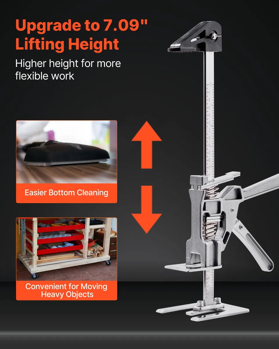 VEVOR arbeitssparender Armwagenheber 2 STK. 100 kg Tragkraft, Heben bis zu 18 cm, Handhebewerkzeug mit magnetischer Wasserwaage, höhenverstellbar, für Türen Fenster Möbel Holzbearbeitung, Silber