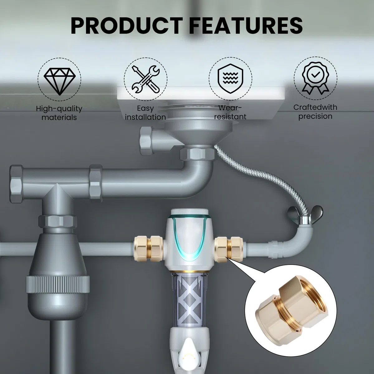 4 Stück Messing Klemmringverschraubung Übergang 16 mm x 1/2 Zoll AG, Robuster Schraubfitting 16x2 für Heizungs- und Trinkwasserinstallationen, Kupferrohr Verbinder für sichere Rohrverbindungen