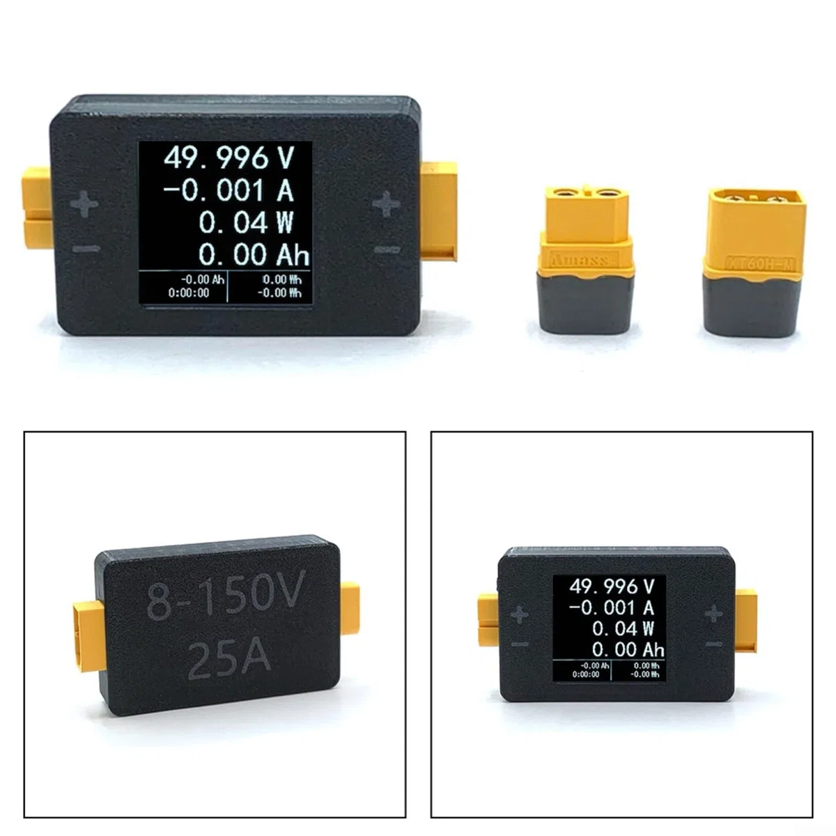 Spannungsmessgerät 8-150V 25A/50A Leistungsmesser Für RC LIPO Akku Kapazität Tester XT60/XT90 Schnittstelle LCD Display Echtzeit-Überwachung Bidirektionale Messung(A)