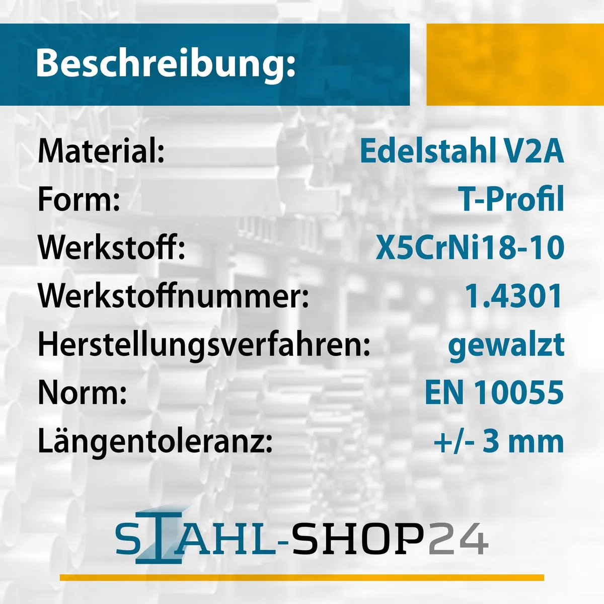 Stahl-Shop24 Edelstahl T-Stahl 1000 mm V2A 25x25x3mm rostfreier Zuschnitt für Werkbank Maschinenrahmen Möbelbau Lebensmittelindustrie Montageprofil nicht magnetisch hygienisch