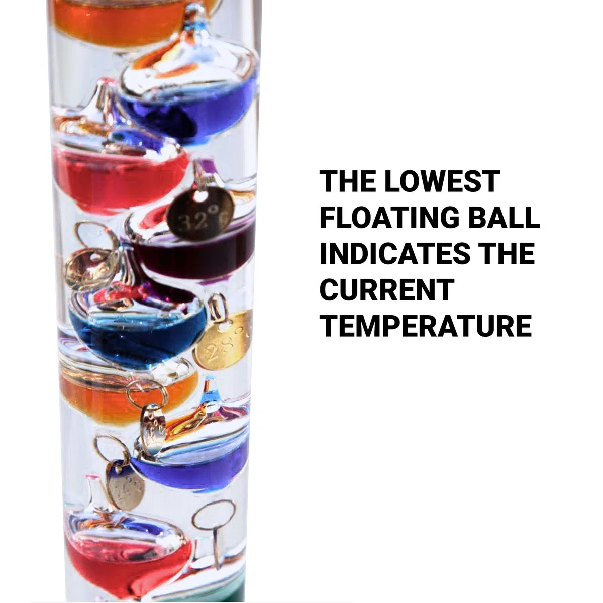 30cm tall Free standing galileo thermometer