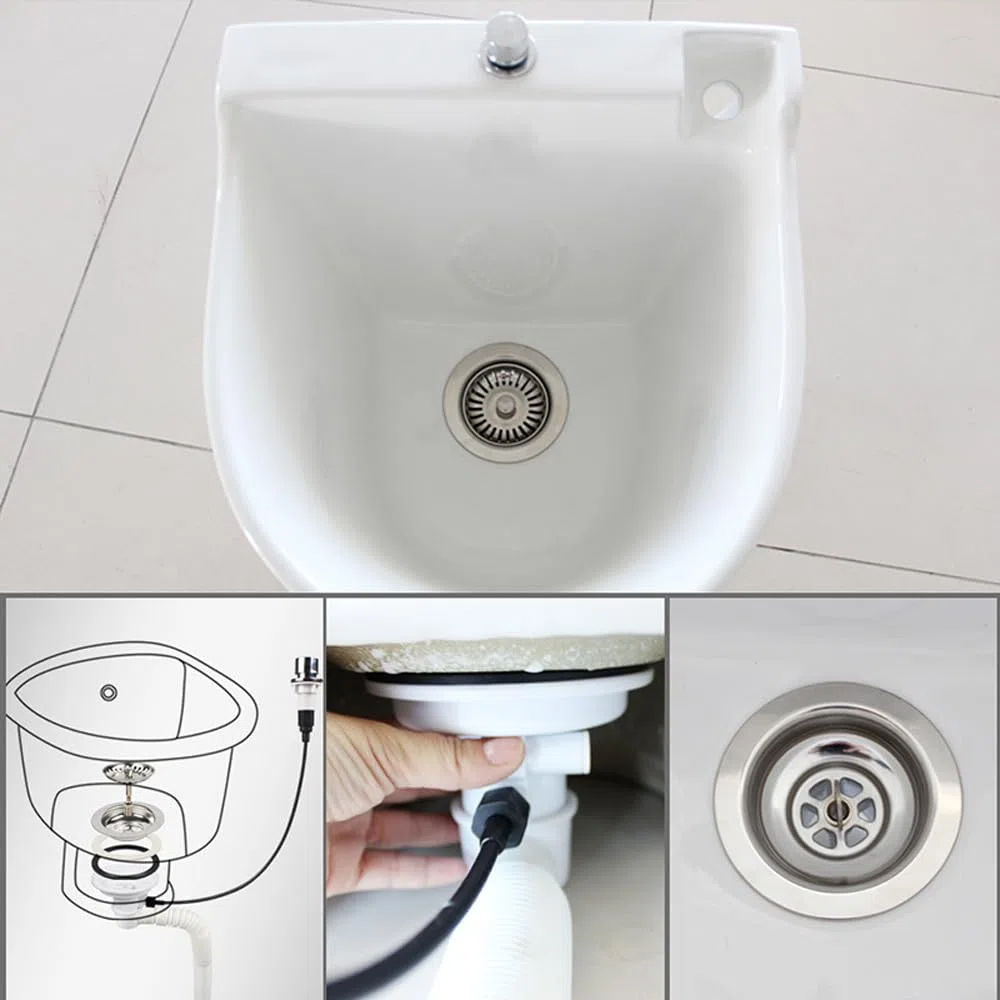 Sarini Siebkorb Exzenterventil mit Seil Drehexzenter Ablaufgarnitur Spüle G1-1/2 Durchmesser 114mm für Küchenspüle und Geschirrspüler Entwässerungslösungen