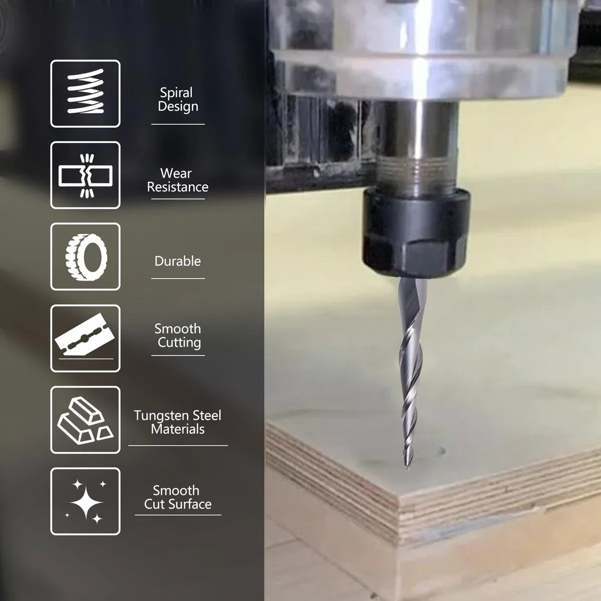 Kugelkopffräser Konische CNC Fräser Kugelfräser 2 Stück, R0.5 Spiralnutfräser Bit 6mm Schaft 2 Flöten Schaftfräser HRC55, 0,5mm Radius CNC Schnitzbits mit AlTiN Beschichtung für 2D /3D Gravu