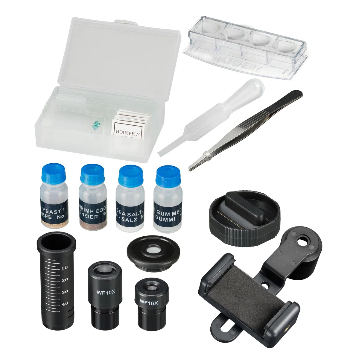 Bresser Biolux SEL Schülermikroskop Set mit Beleuchtung, Smartphoneadapter, Hartschalenkoffer, einem Experimentierset und viel Zubehör