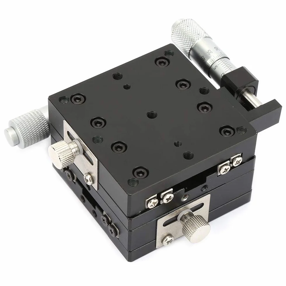 Lineartisch, 60x60x40mm SEMY60-AS Mikrometer Manueller Schiebetisch Trimmplattform Kreuzrollen-Lineartisch Geeignet für Labor-Präzisionsinspektion, manuelle Linearstufen