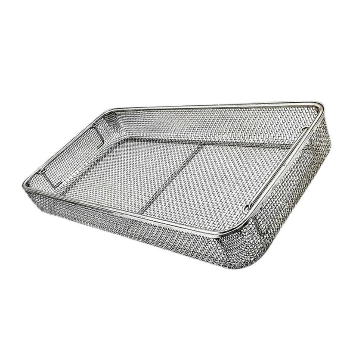 Medizinischer Desinfektions-Reinigungskorb aus Edelstahl 304, Ultraschall-Reinigungskorb für chirurgische Instrumente, Sterilisationstablett mit perforierten Netzkörben,25 * 20 * 7cm